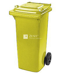 120 literes műanyag hulladékgyűjtő standard fedéllel sárga színben