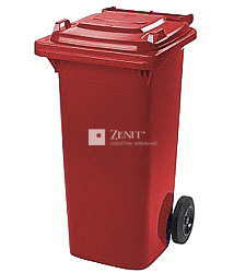 120 literes műanyag hulladékgyűjtő standard fedéllel piros színben
