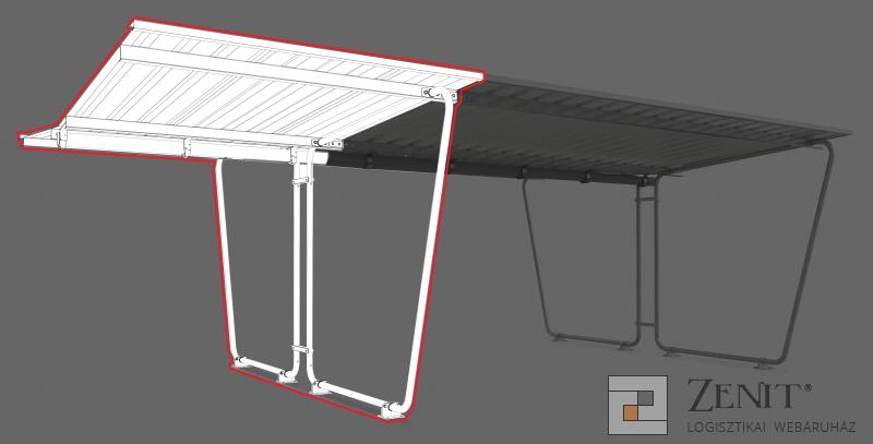 Védőtető toldalékegység horganyzott kétoldalas Siegen S29 típus 4300mm hosszú trapézlemez tetővel