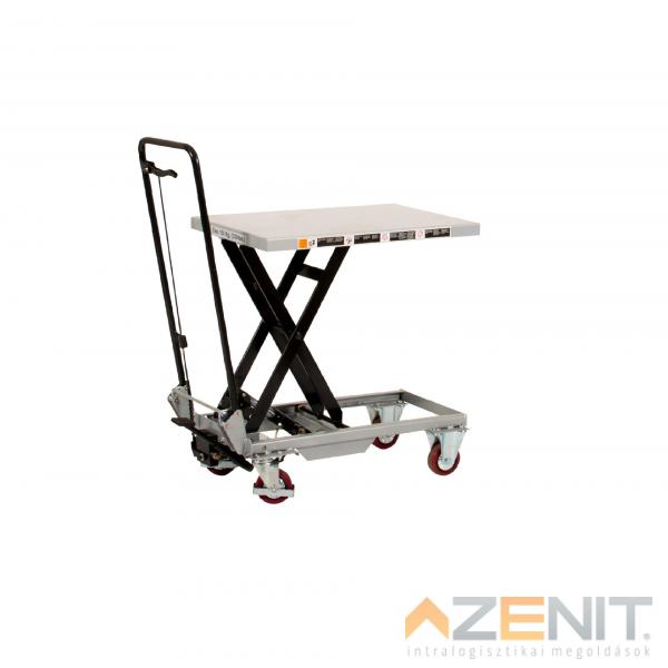 Mobil kézi emelőasztal lábpedálos pumpával 150 kg teherbírással 760 mm emelési magassággal (platform méret 700×450 mm)