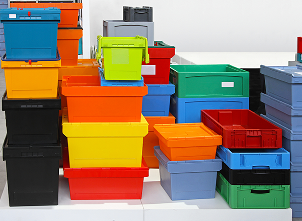 Plastic bins and pallets